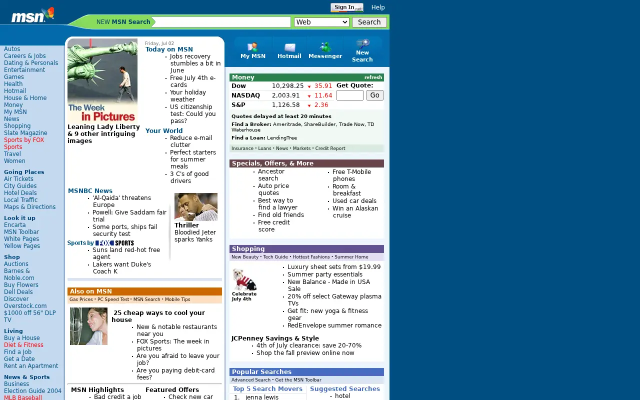 msn.com in 2004