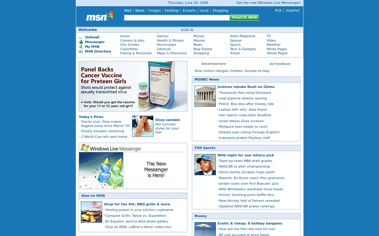 msn.com in 2006