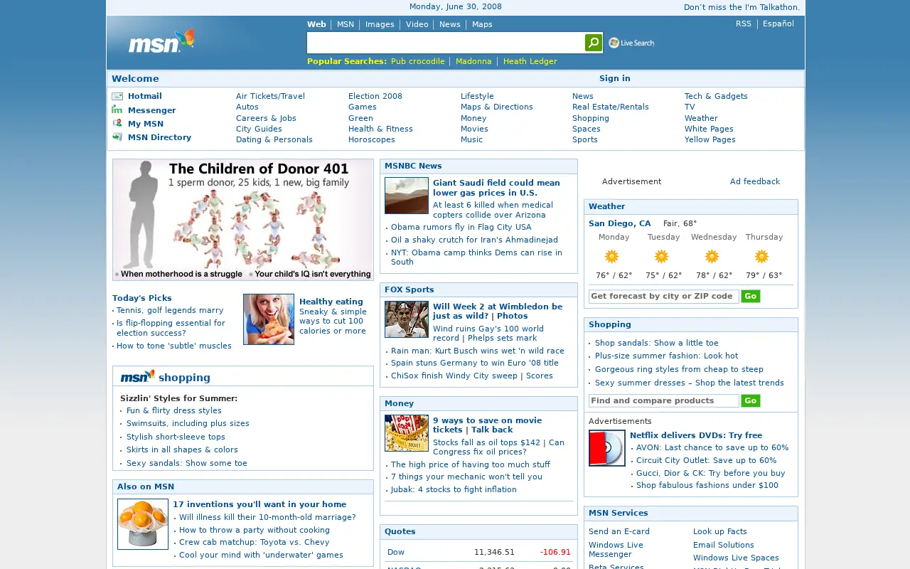 msn.com in 2008