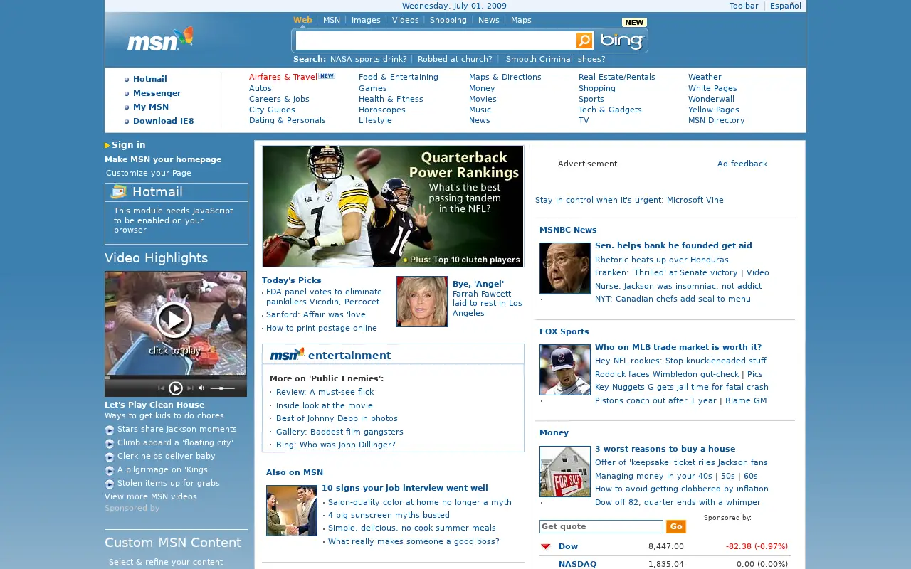 msn.com in 2009