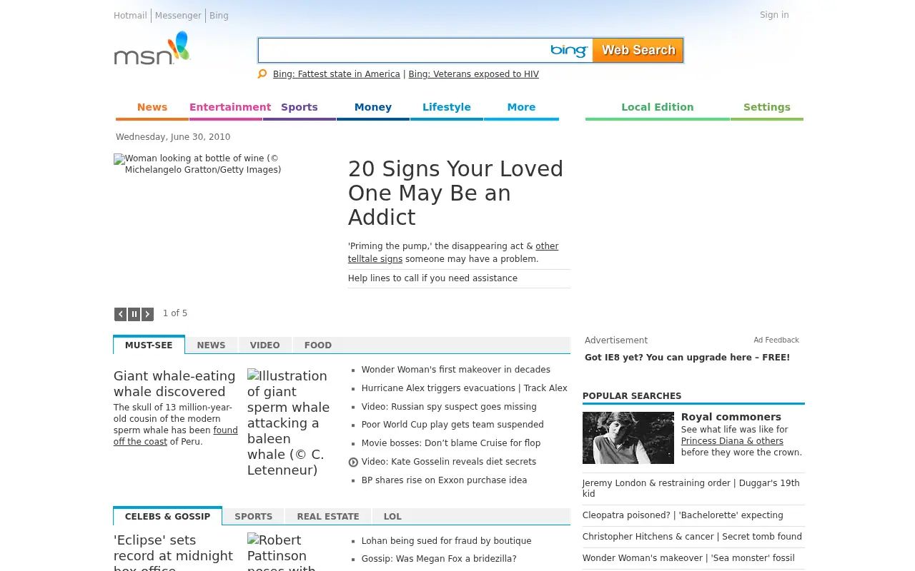 msn.com in 2010