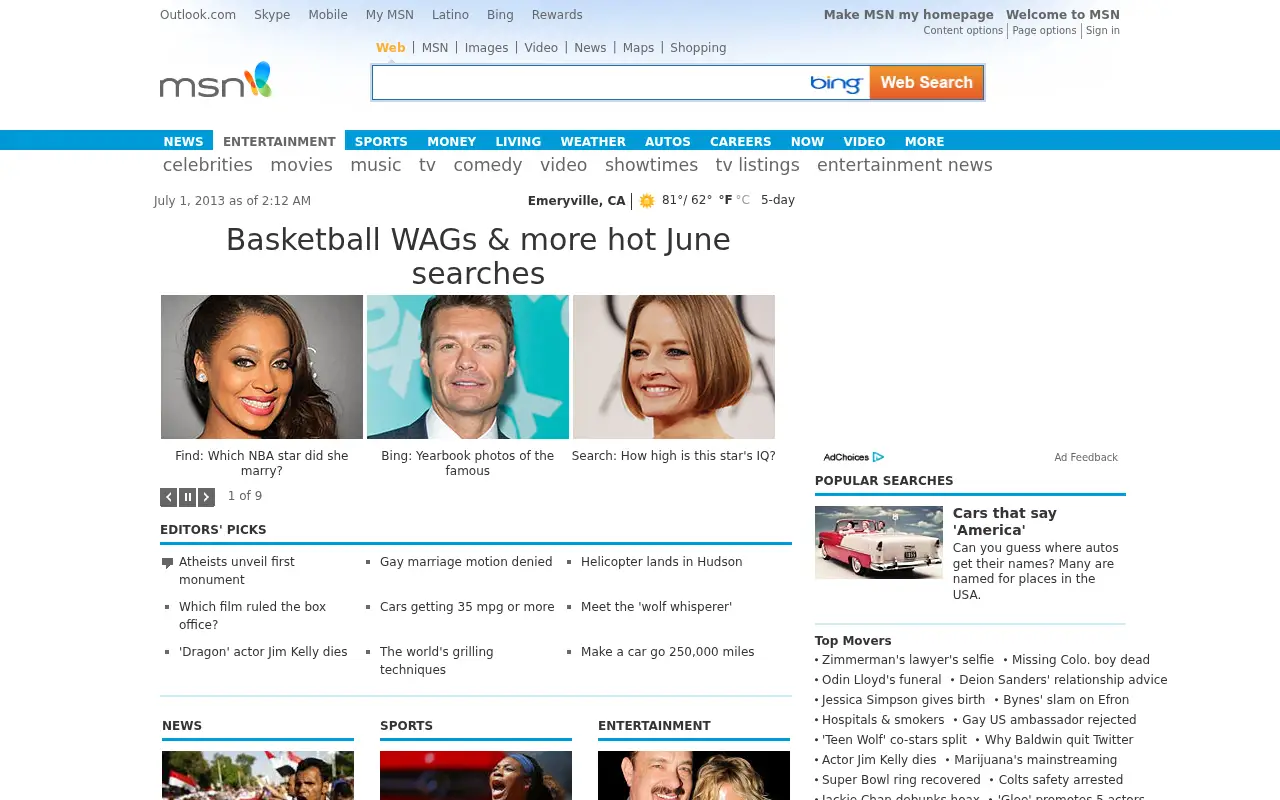 msn.com in 2013