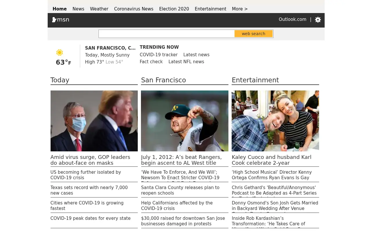 msn.com in 2020