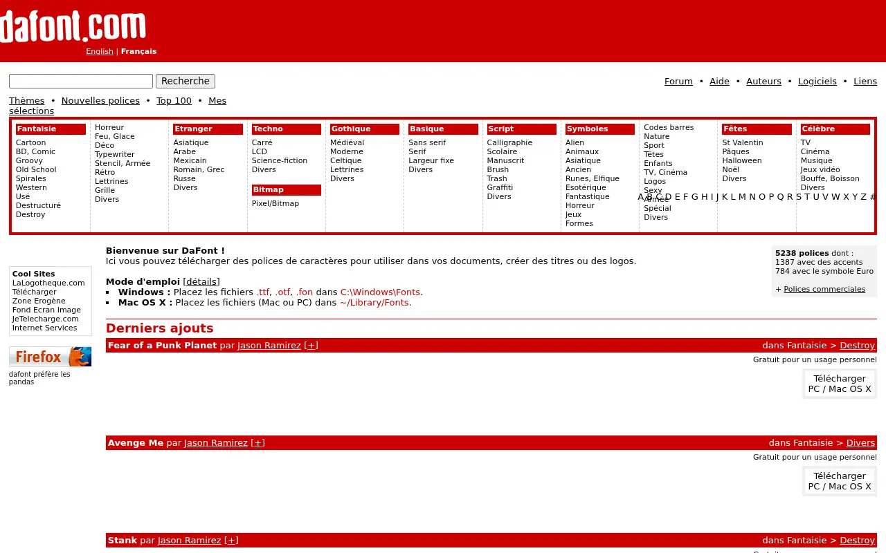 dafont.com in 2005