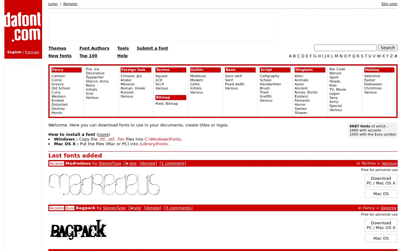 dafont.com in 2006