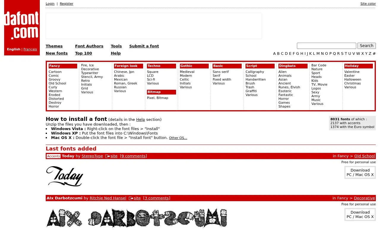 dafont.com in 2008