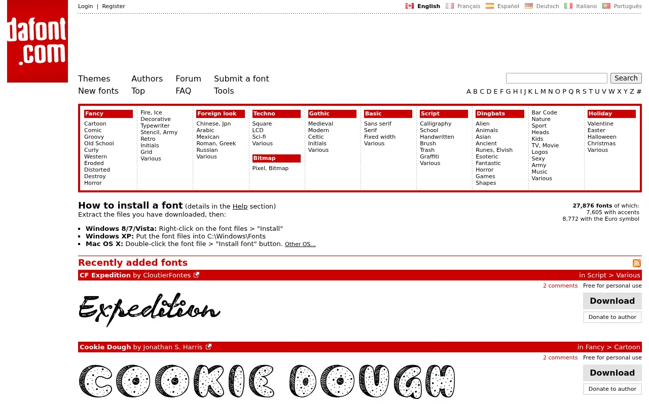 dafont.com in 2015