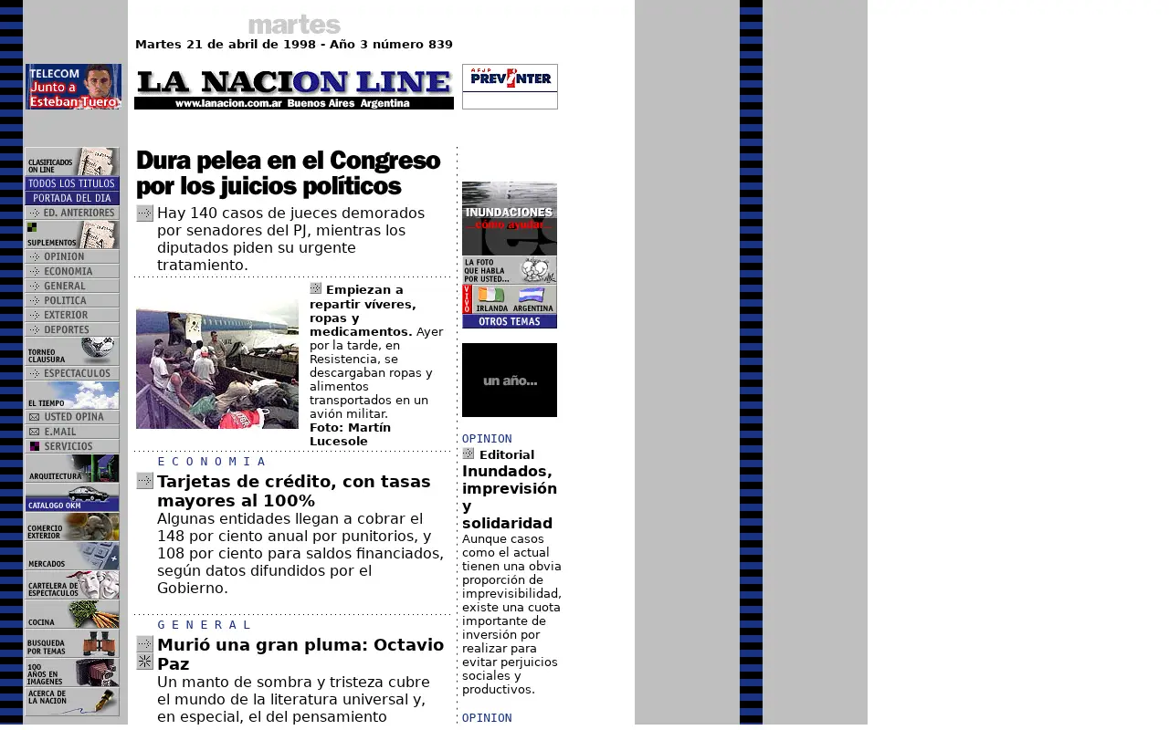 lanacion.com.ar in 1998