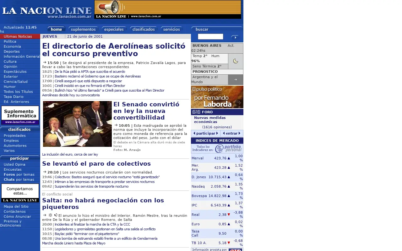 lanacion.com.ar in 2001