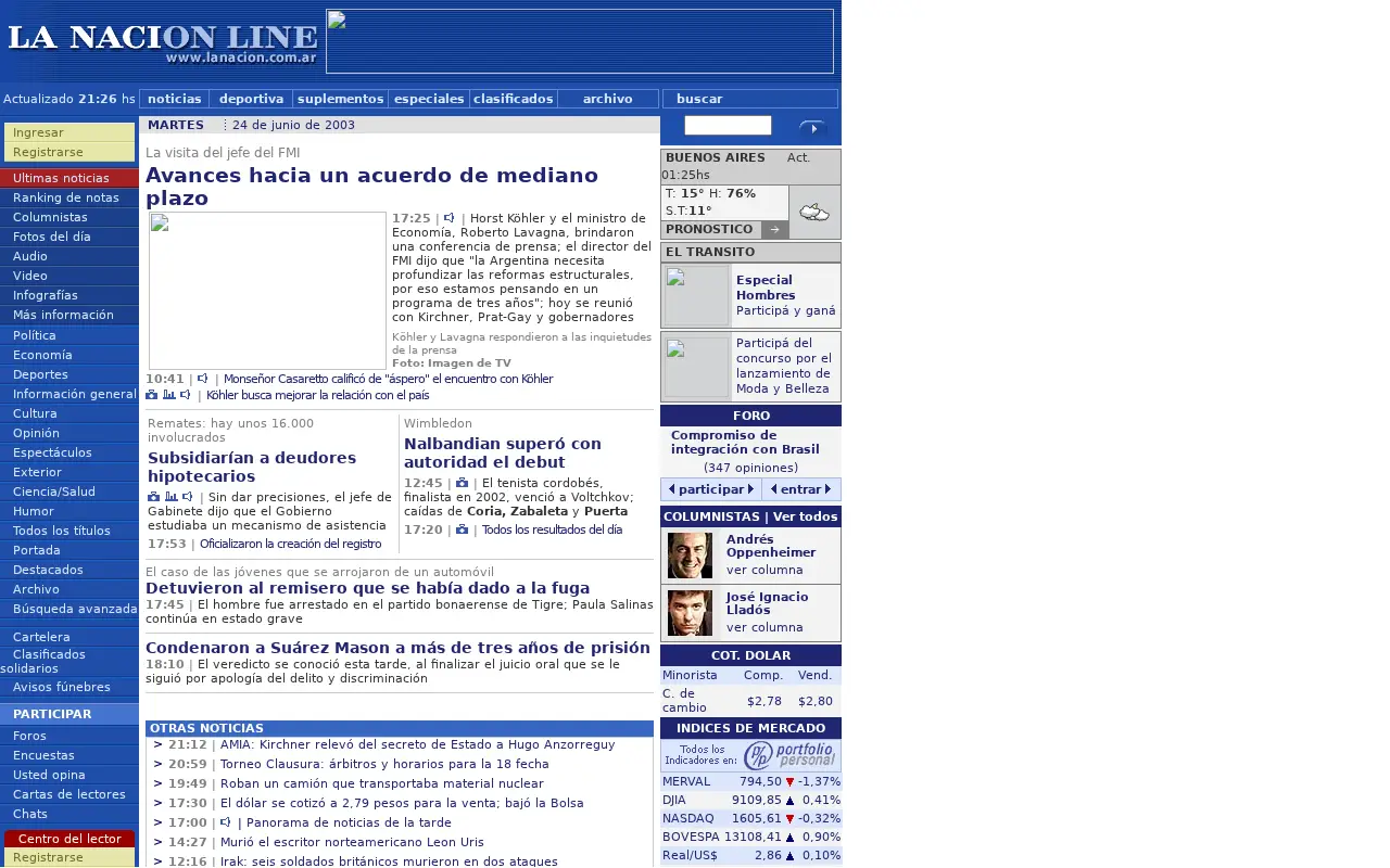 lanacion.com.ar in 2003