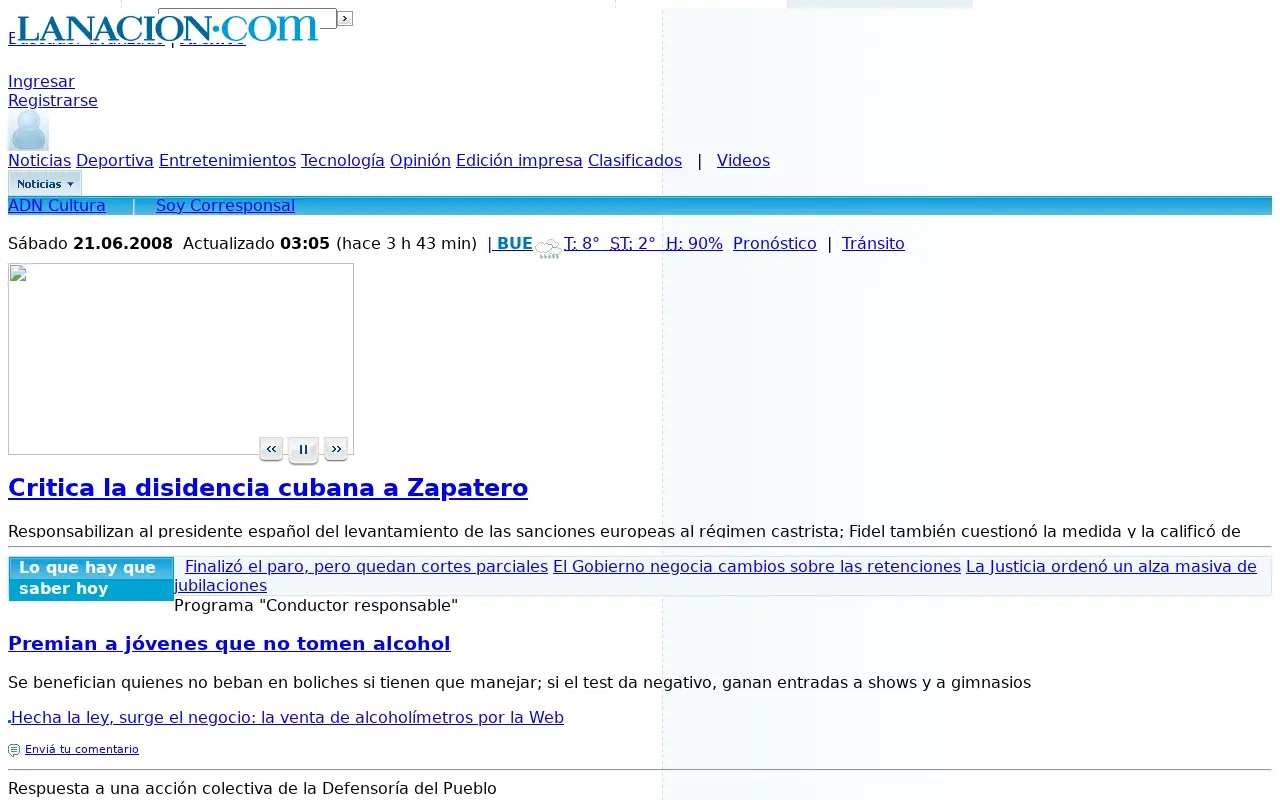 lanacion.com.ar in 2008