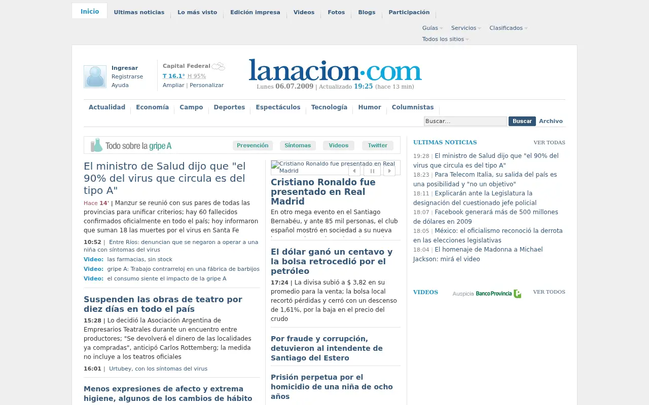 lanacion.com.ar in 2009