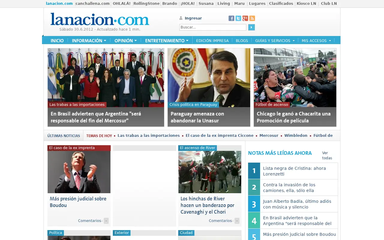 lanacion.com.ar in 2012