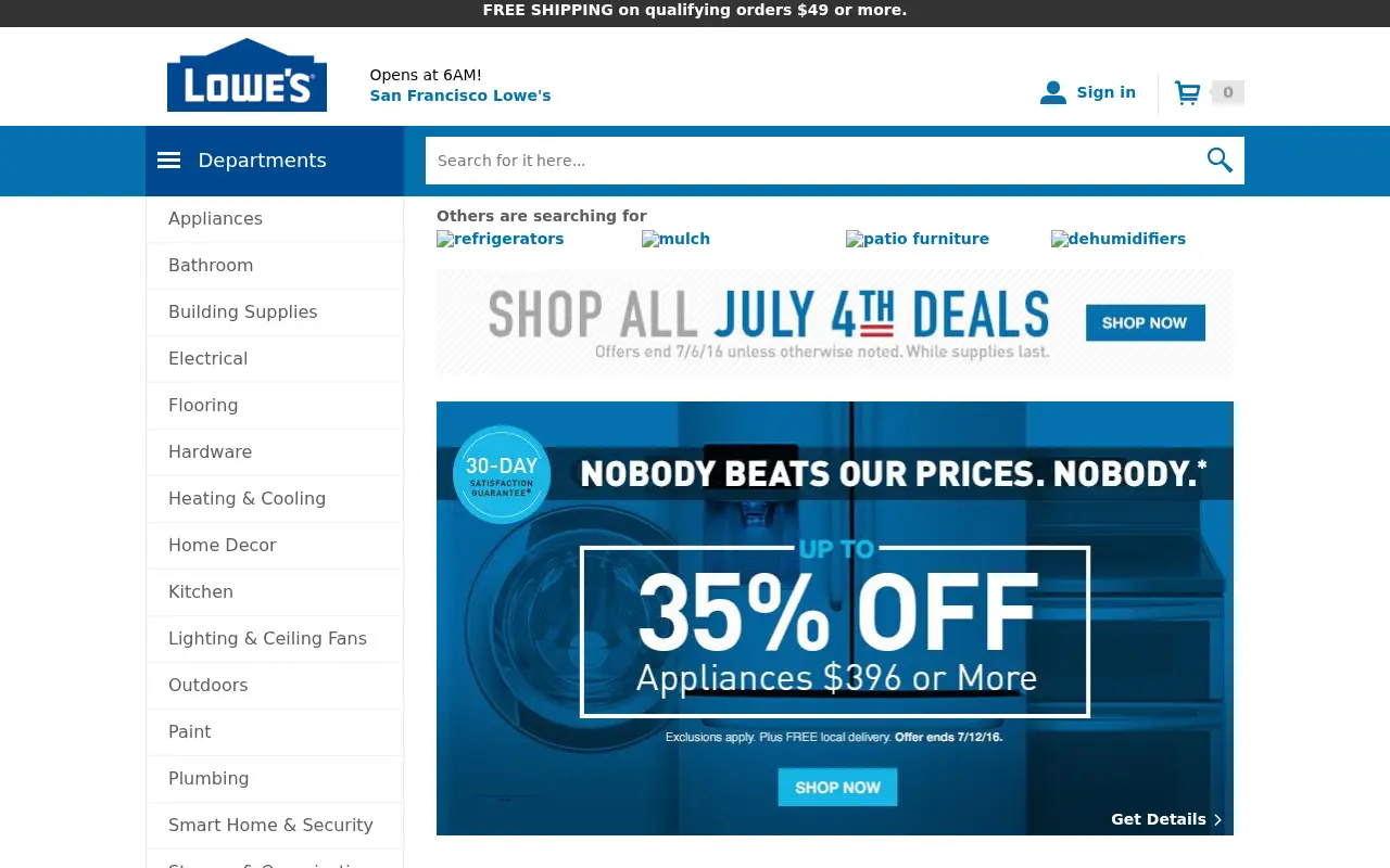 lowes.com in 2016