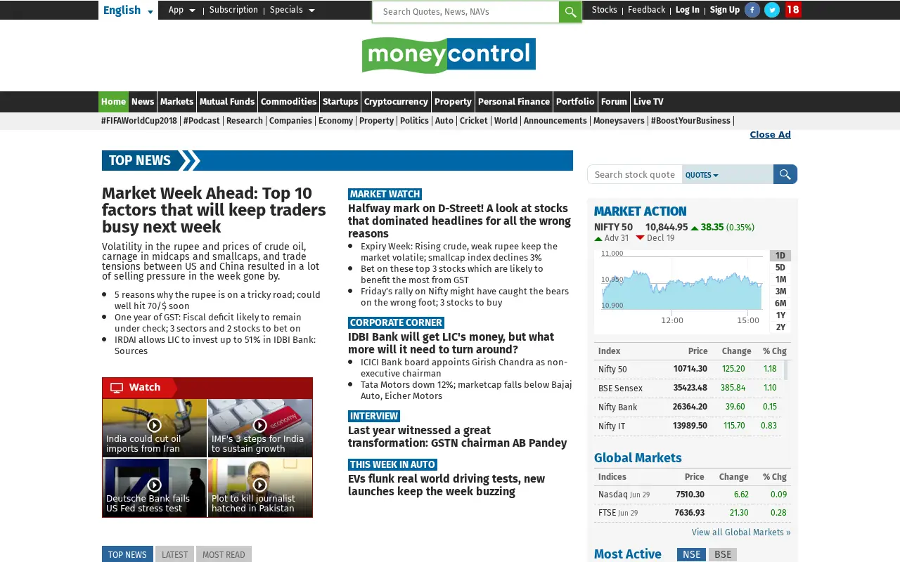 moneycontrol.com in 2018