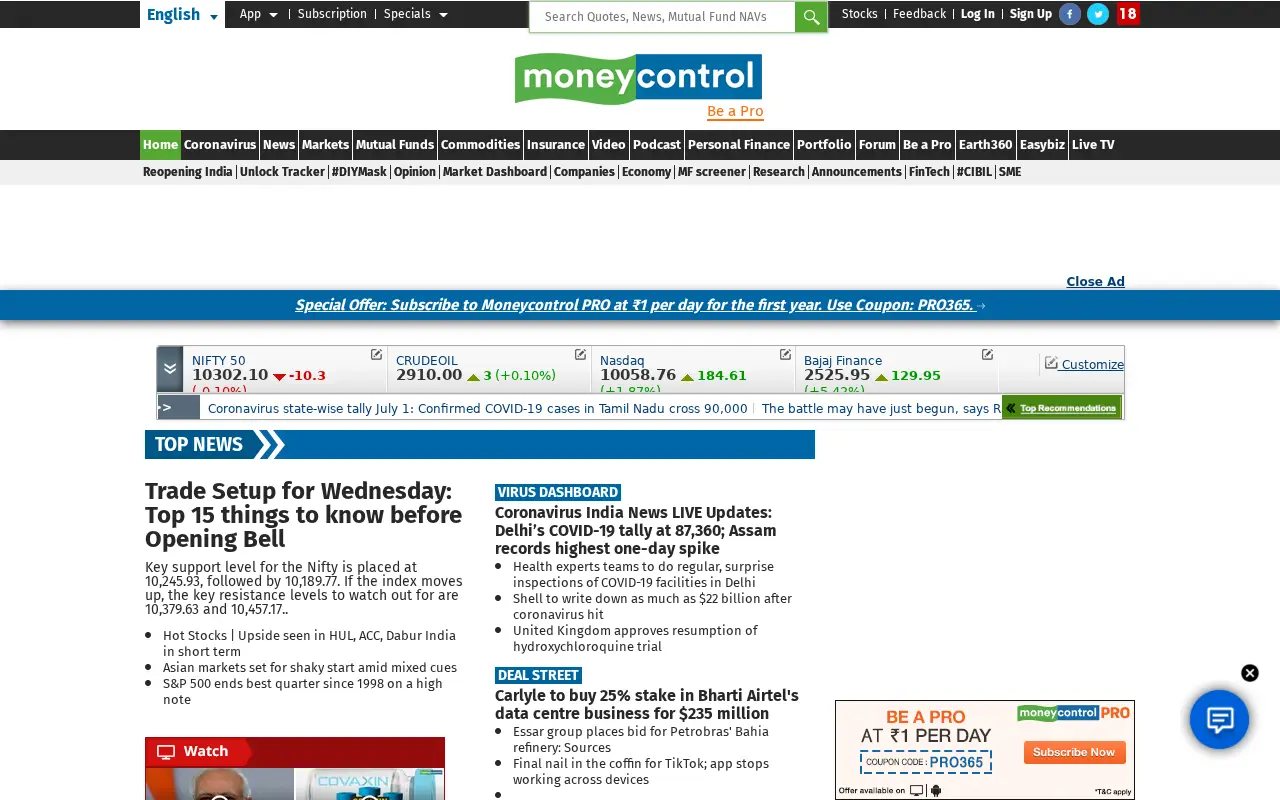 moneycontrol.com in 2020