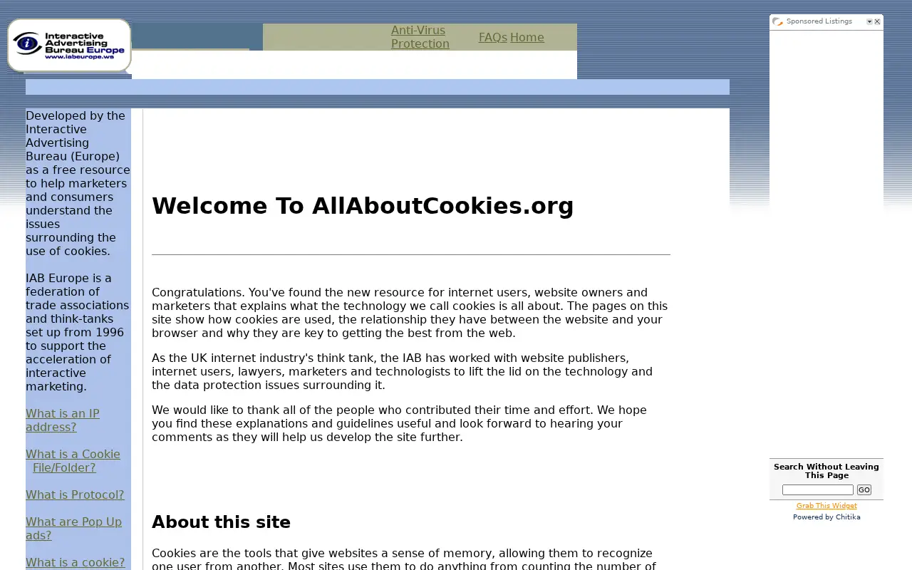 allaboutcookies.org in 2009