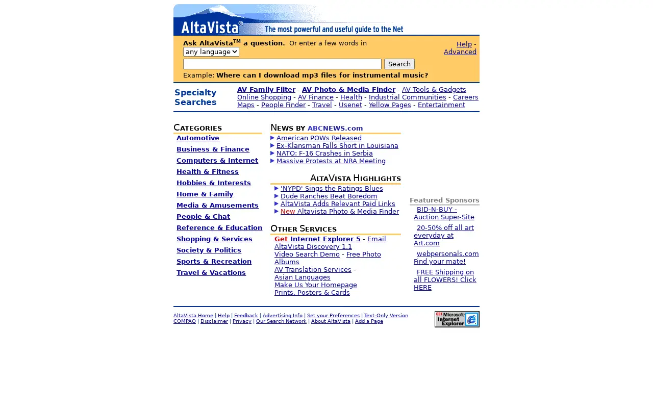 altavista.com in 1999