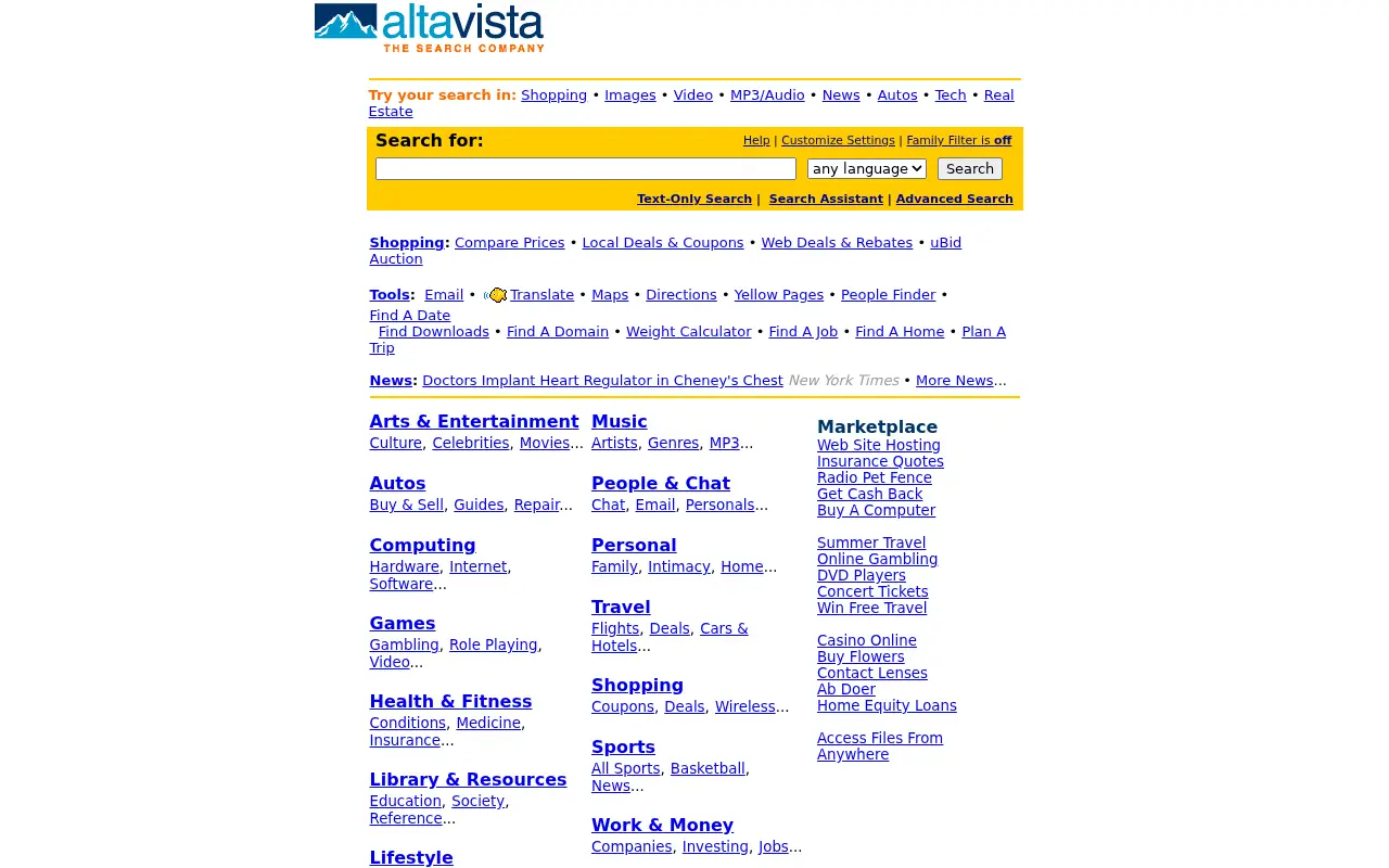 altavista.com in 2001