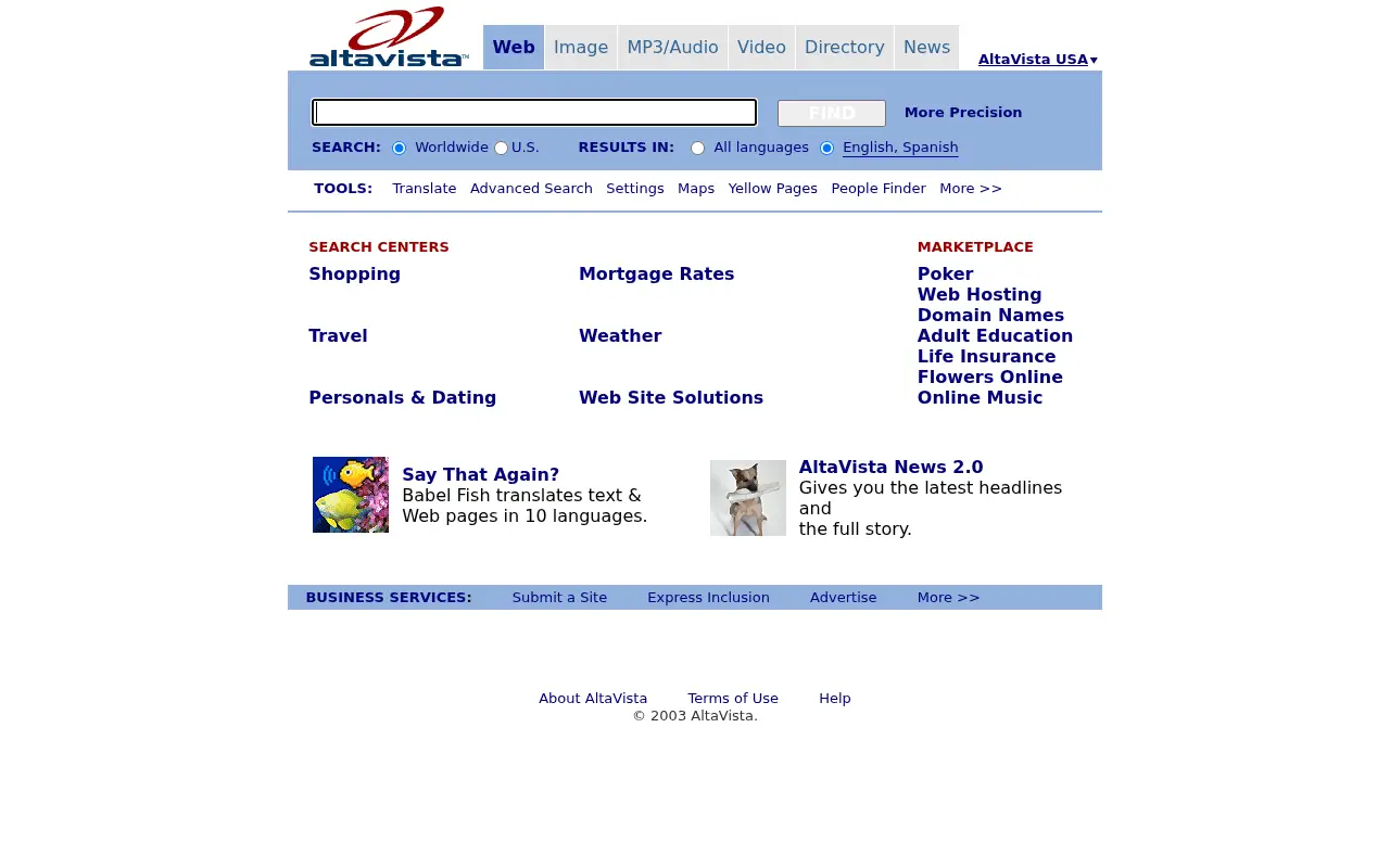 altavista.com in 2003