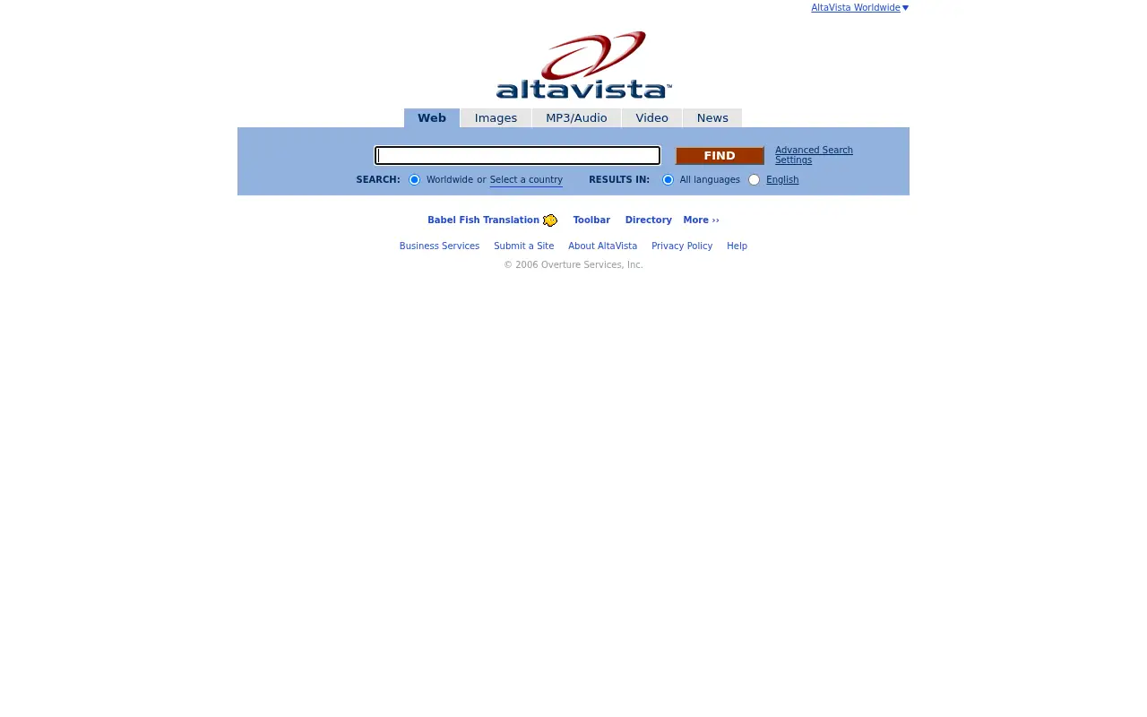 altavista.com in 2006