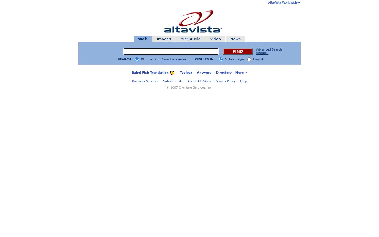 altavista.com in 2007