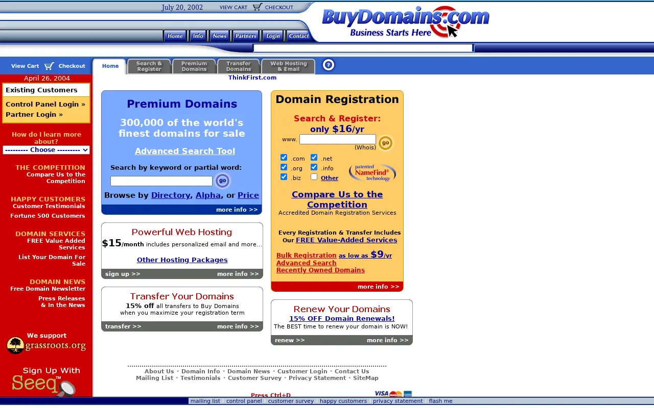 buydomains.com on July 20, 2002