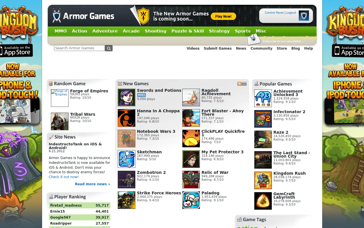 armorgames.com in 2012