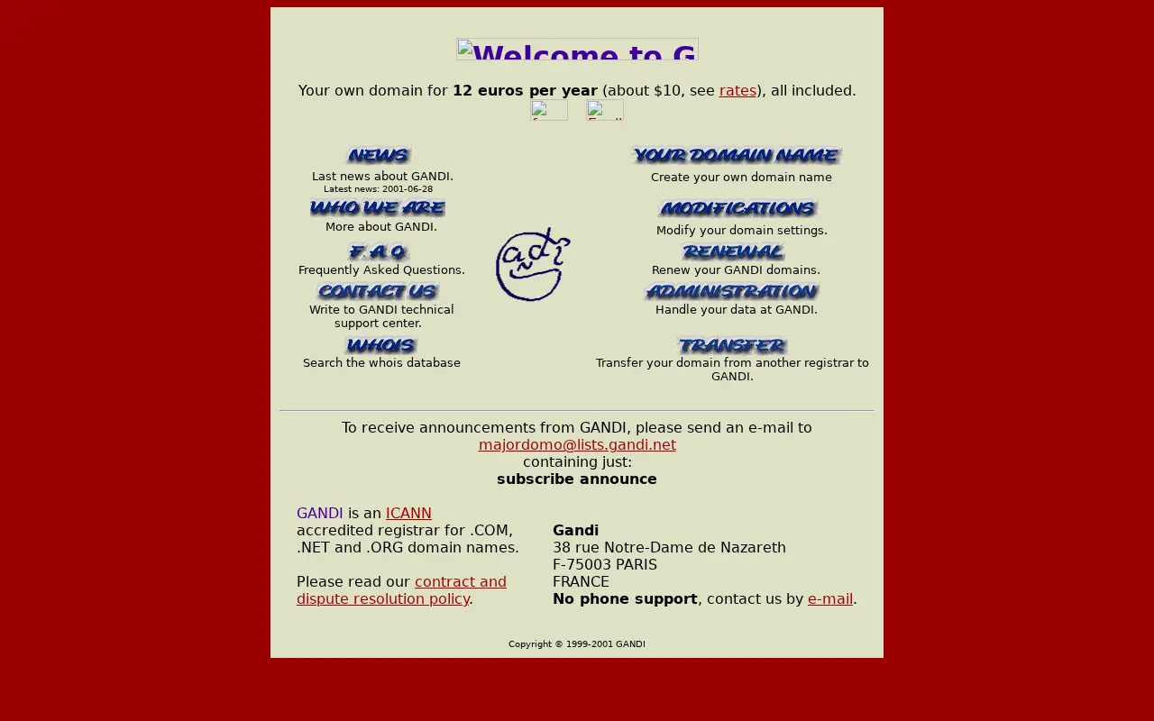 gandi.net in 2001