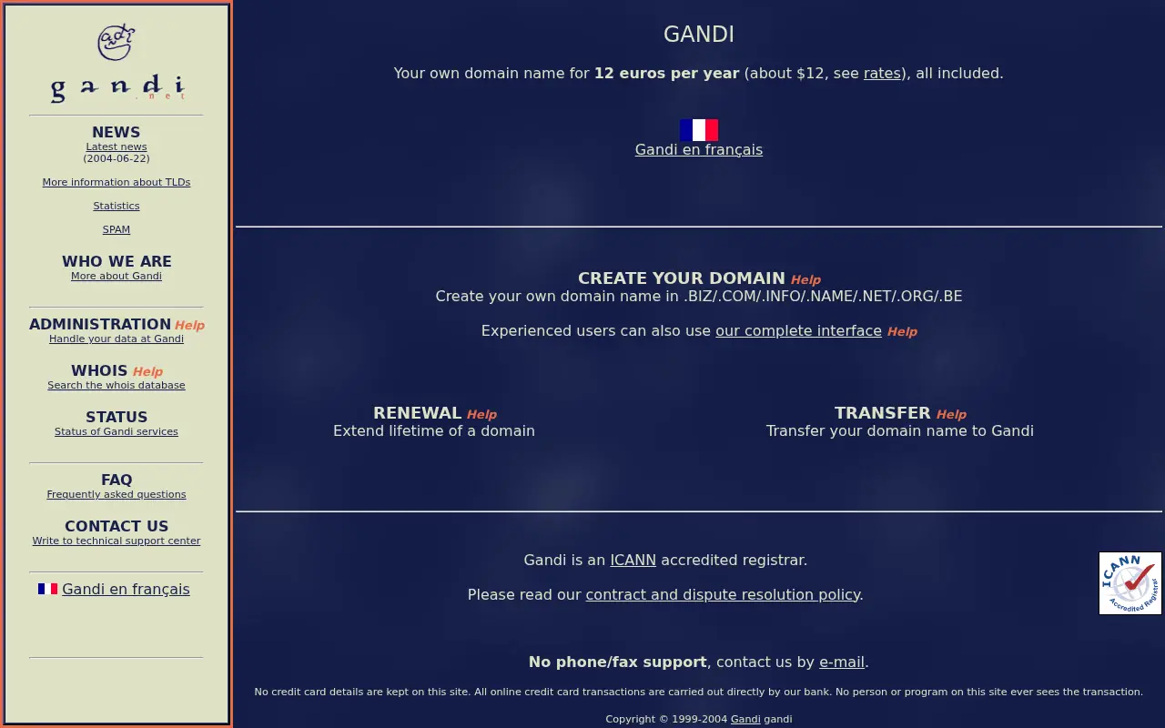gandi.net in 2004