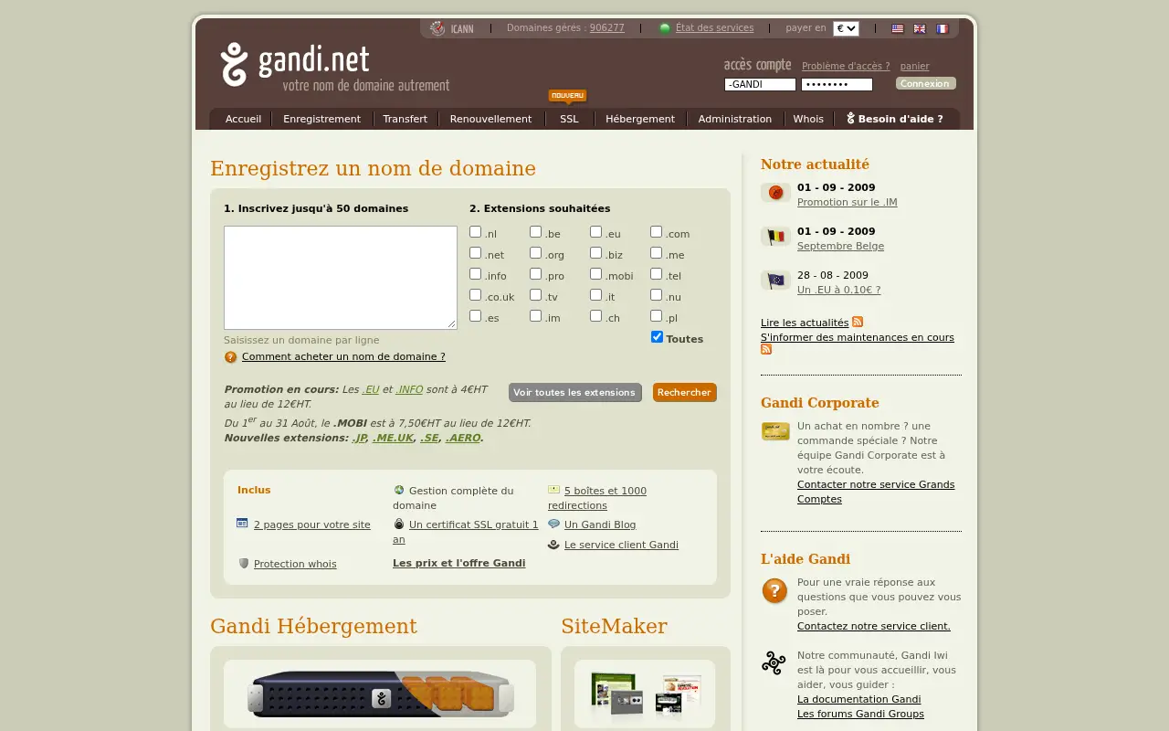 gandi.net in 2009