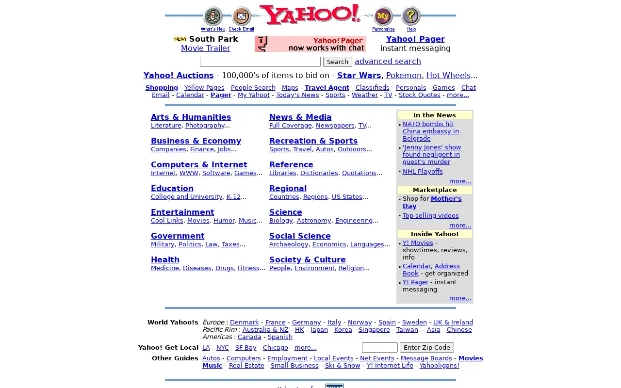 yahoo.com in 1999