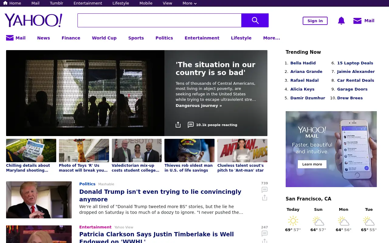 yahoo.com in 2018