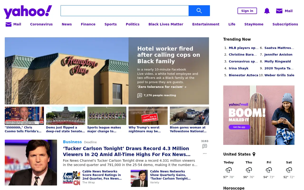 yahoo.com in 2020