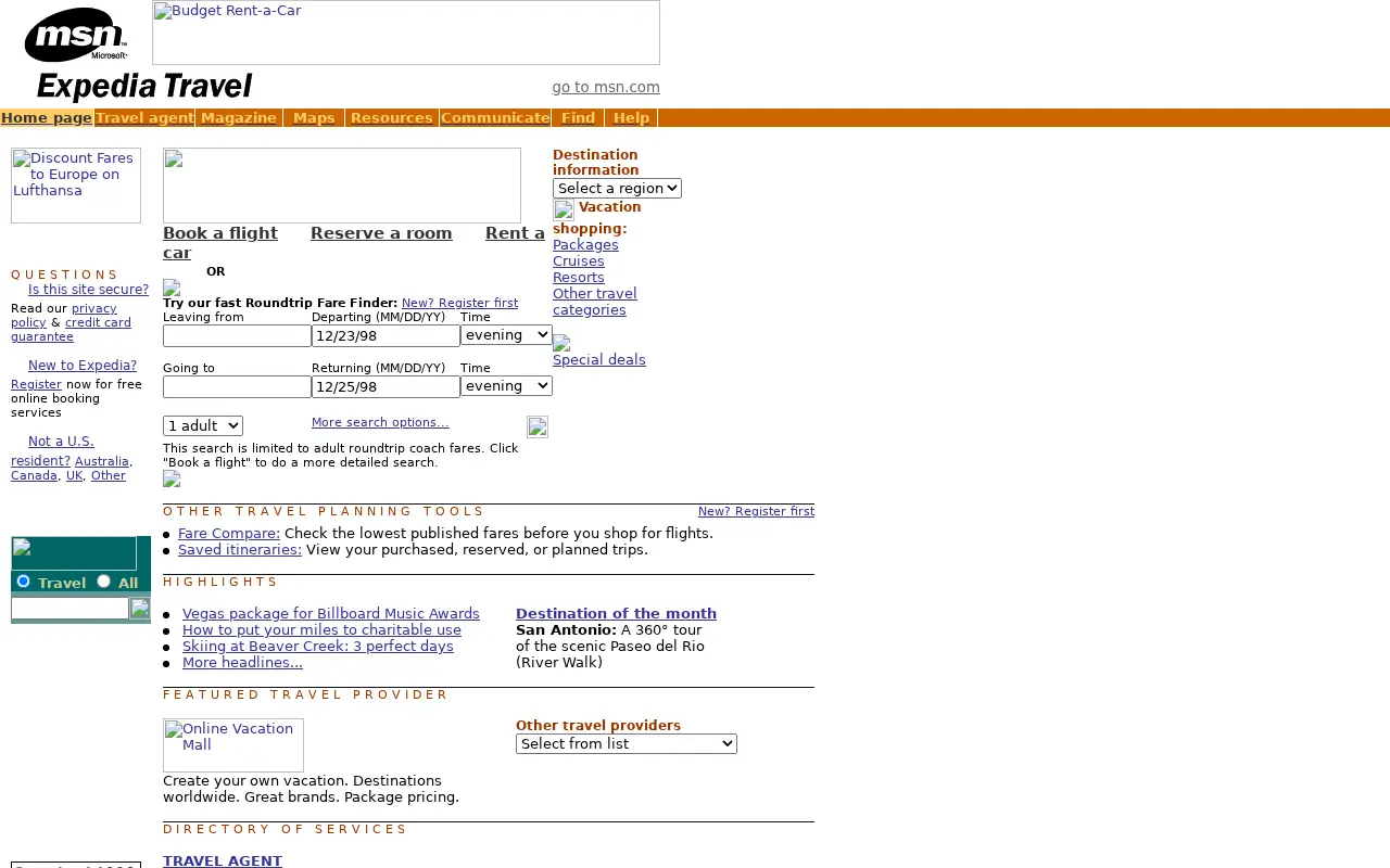 expedia.com in 1998