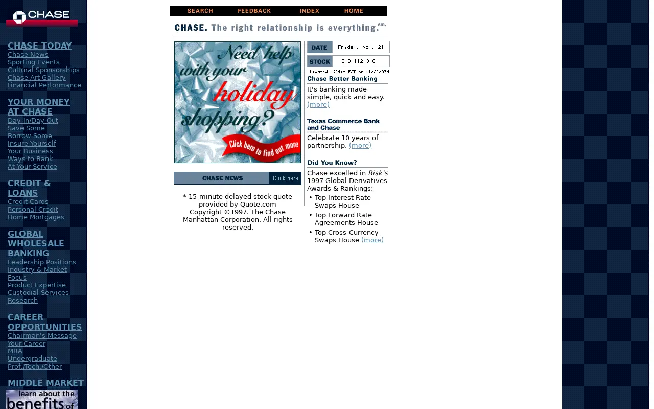 chase.com on November 21, 1997