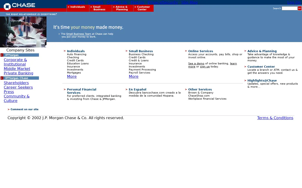 chase.com on October 13, 2002