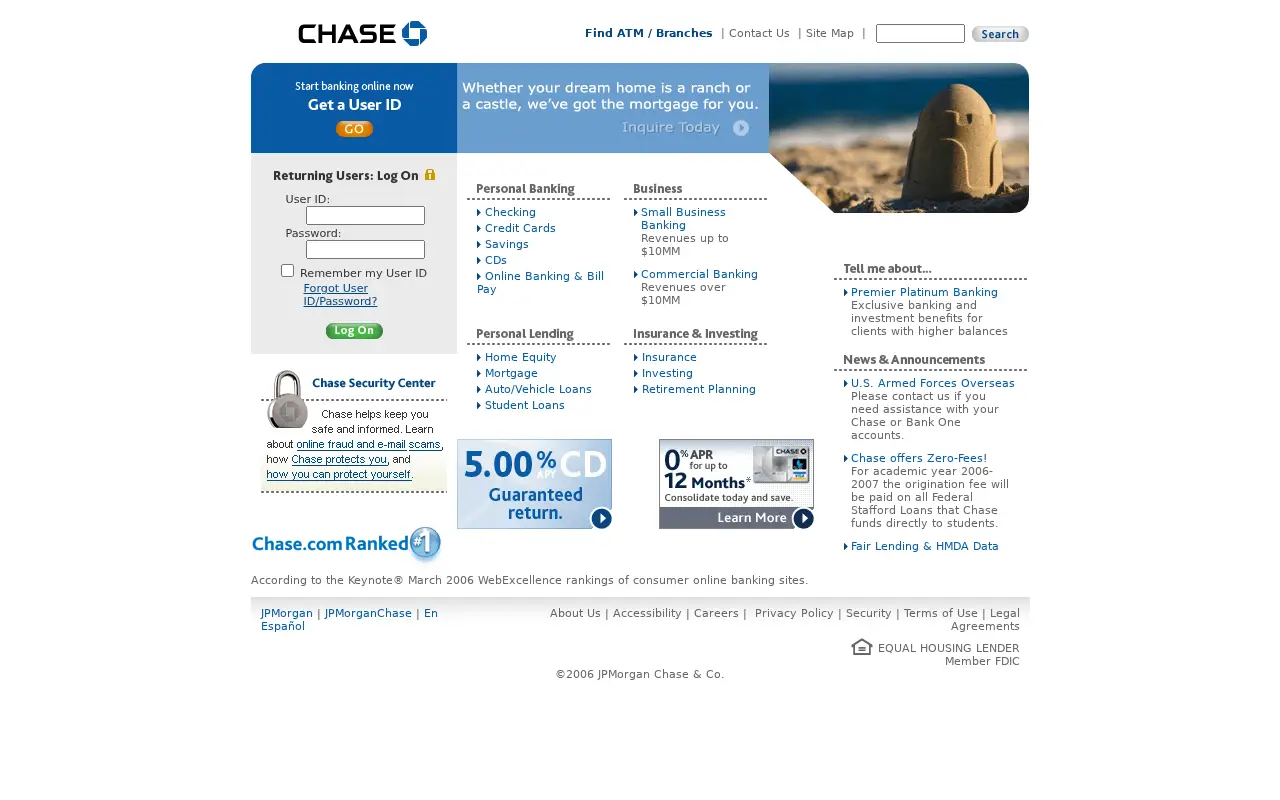 chase.com in 2006