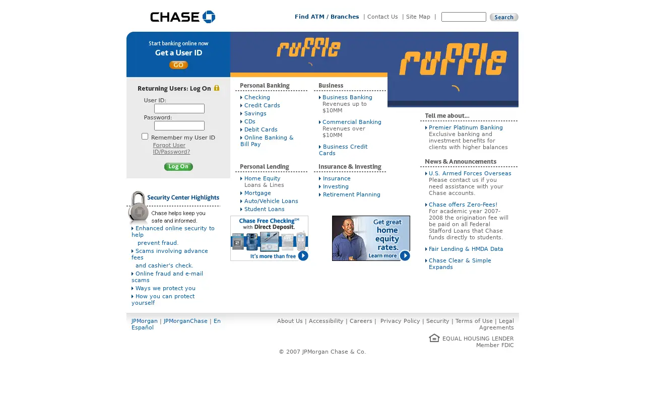 chase.com on July 1, 2007