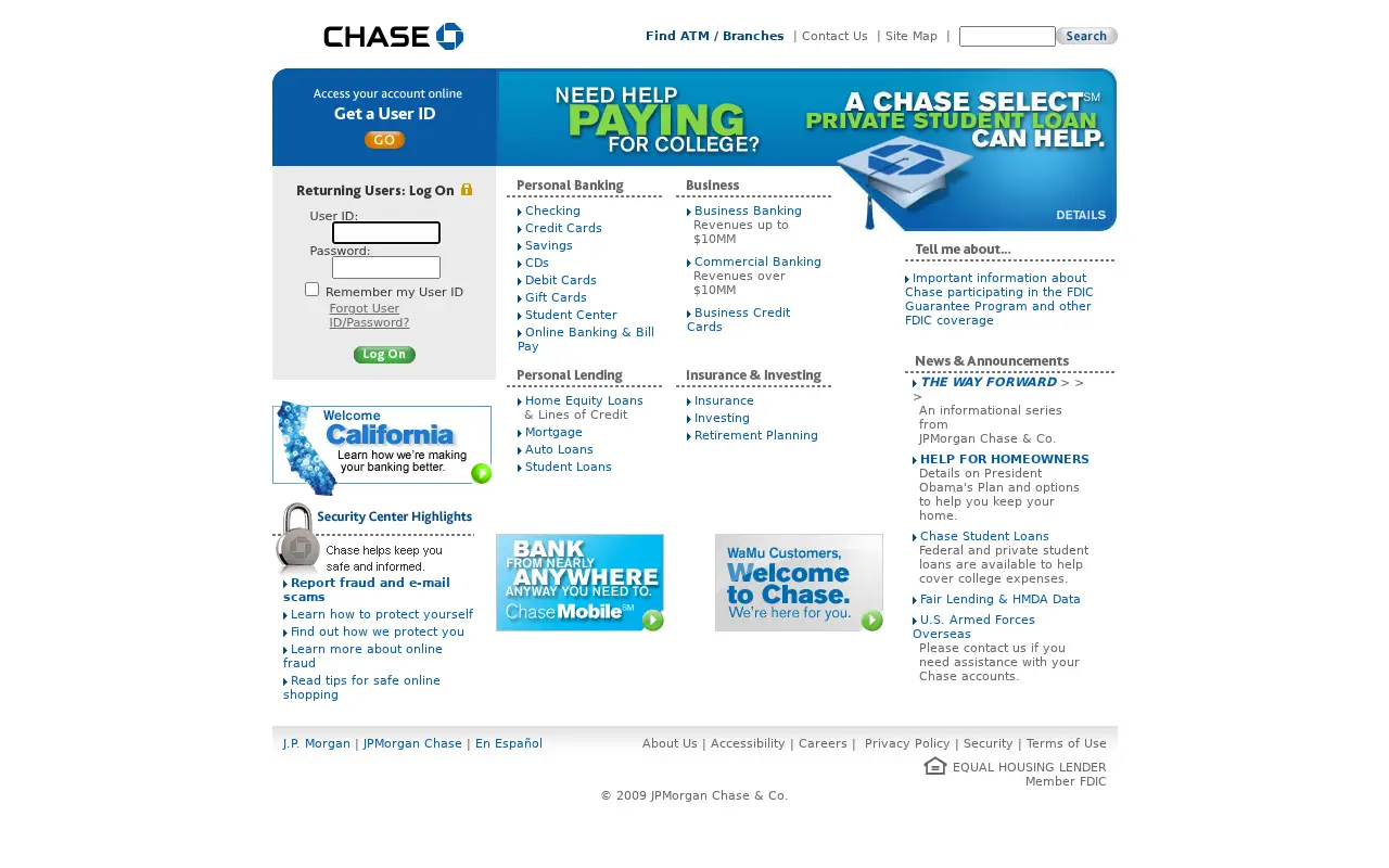 chase.com in 2009