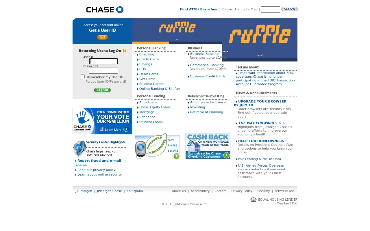 chase.com in 2010