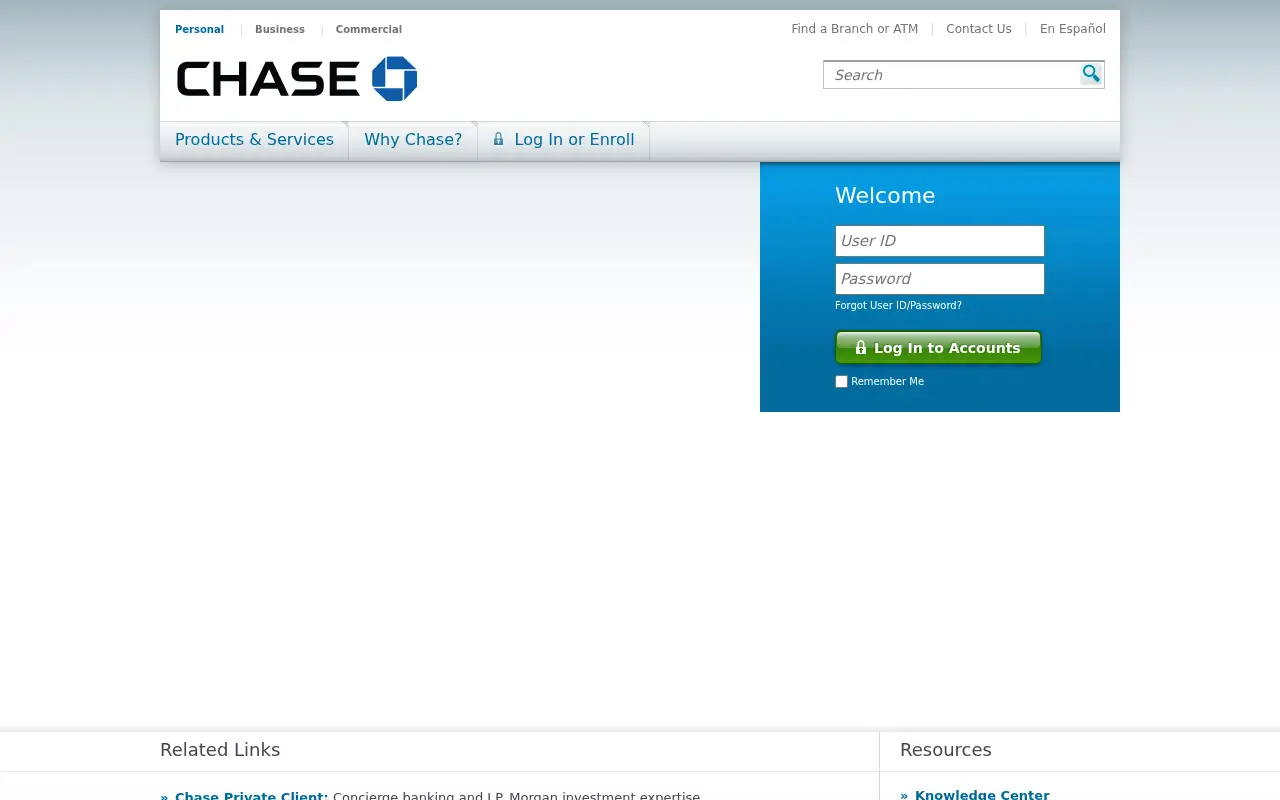 chase.com in 2013