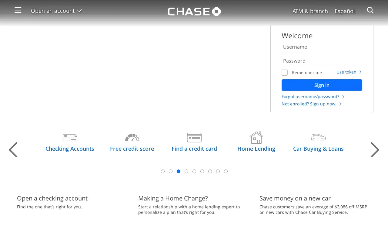 chase.com in 2018