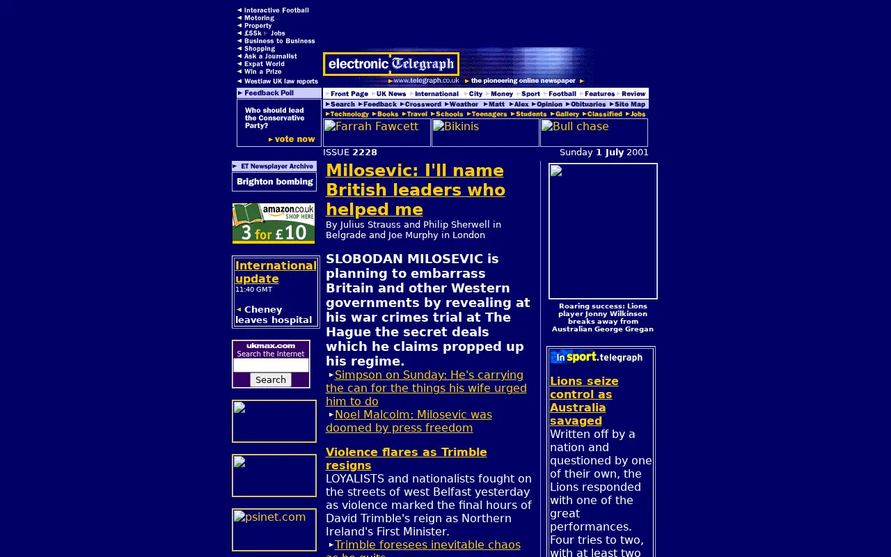 telegraph.co.uk on July 1, 2001
