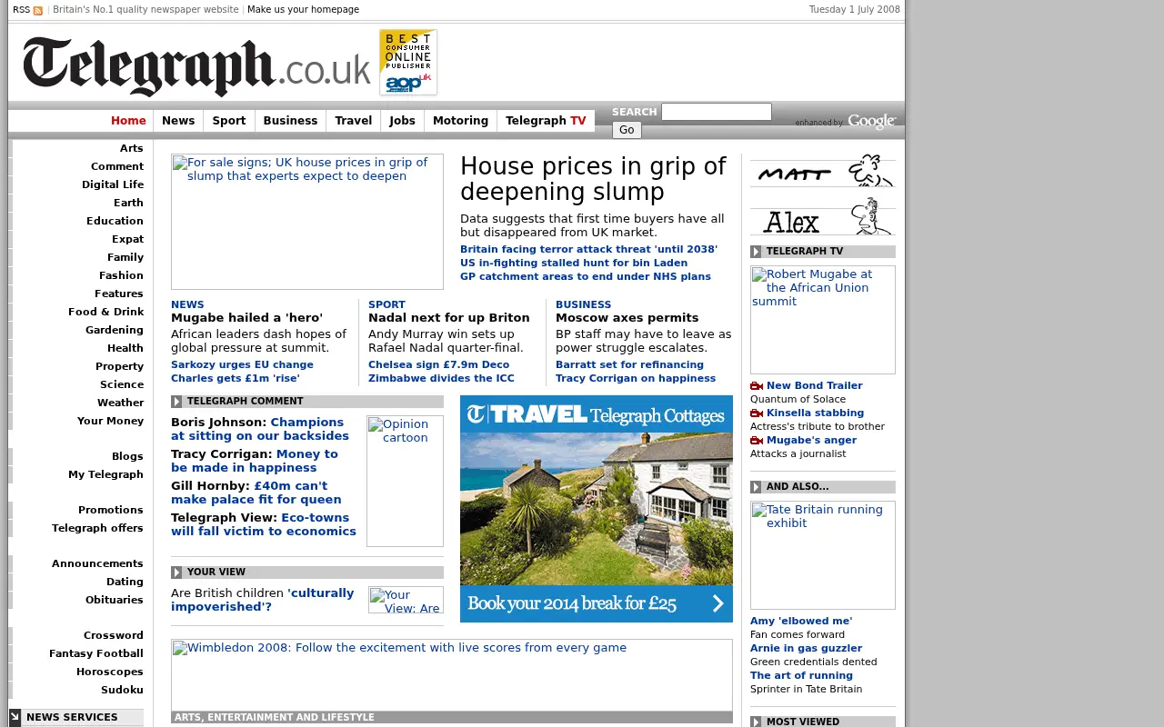 telegraph.co.uk in 2008
