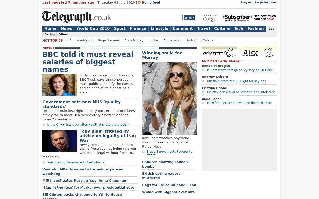 telegraph.co.uk on July 1, 2010