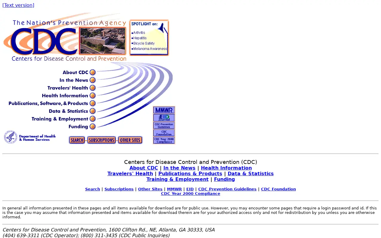 cdc.gov in 1999