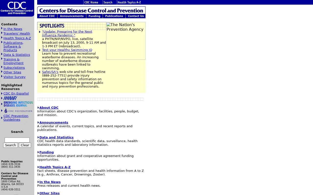 cdc.gov in 2000