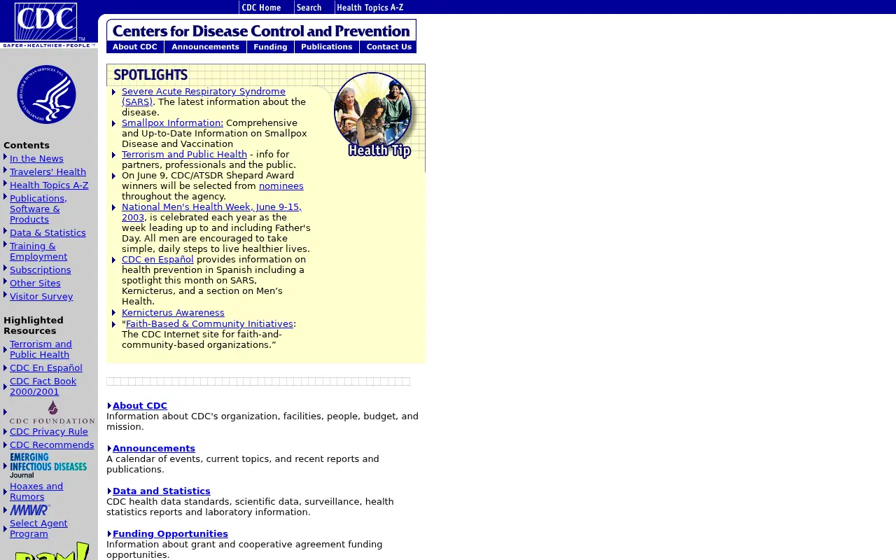 cdc.gov in 2003