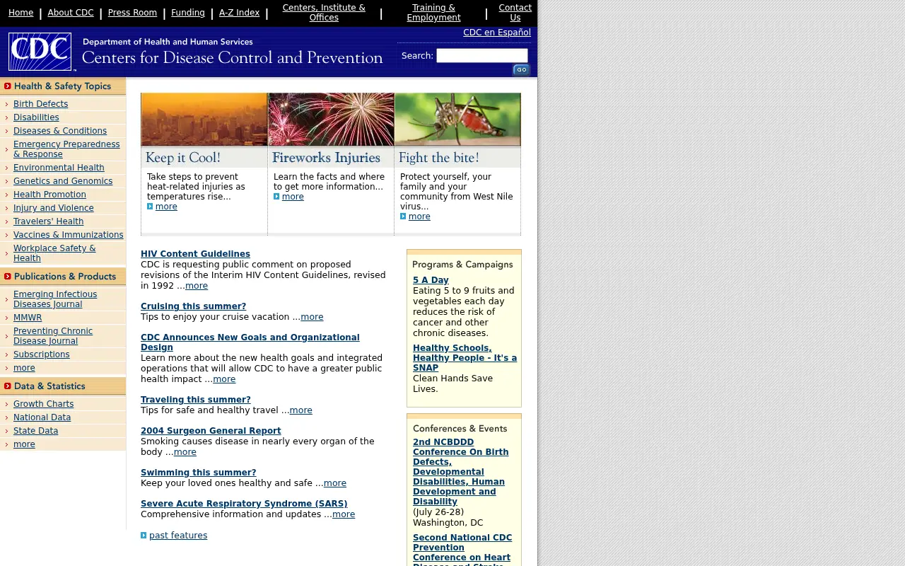 cdc.gov in 2004